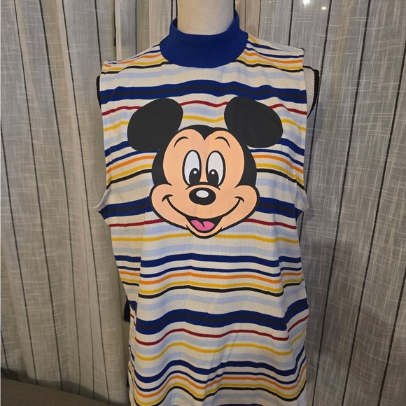 Disney Mickey Mouse Blue Striped Tank Top - Picture 1 of 3